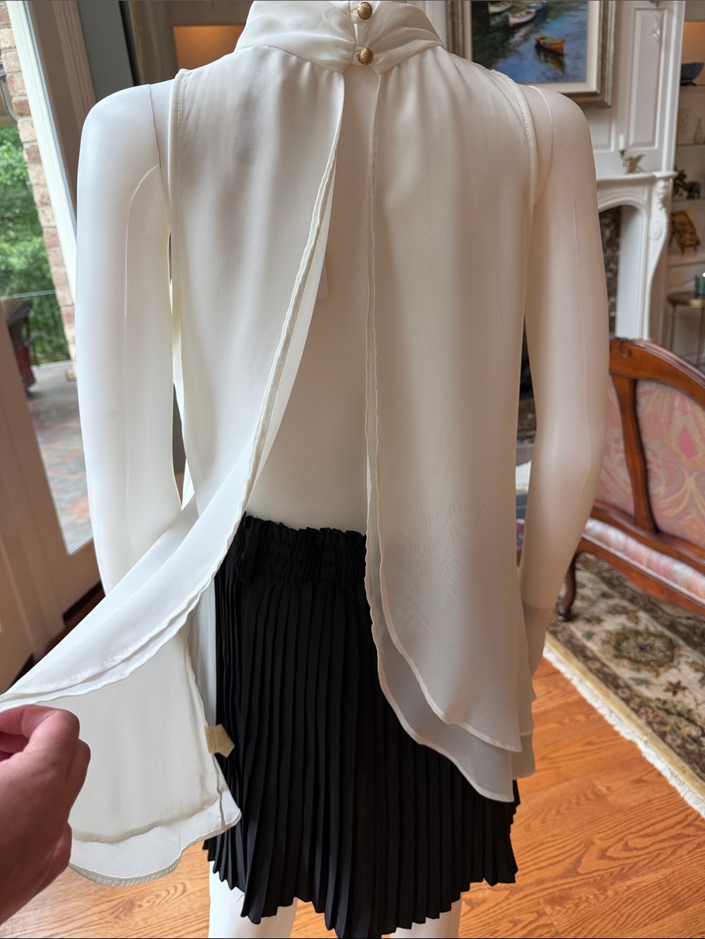 monaco White Sleeveless Mock Neck Layered Swing Tunic